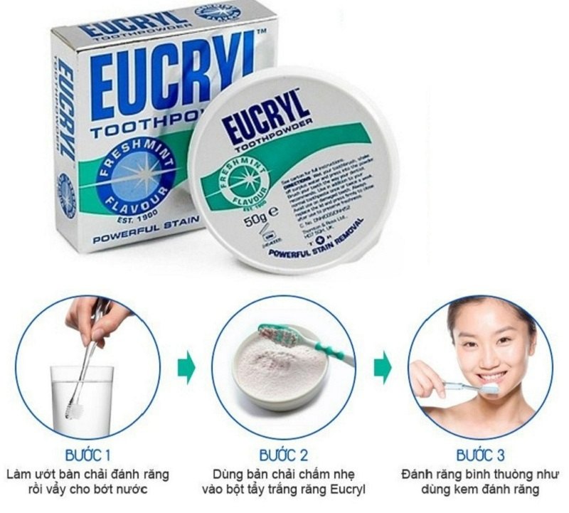 Các bước hướng dẫn sử dụng bột trắng răng Eucryl
