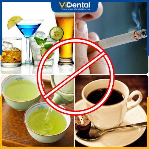 Không sử dụng các thực phẩm chứa chất kích thích trong tuần đầu tiên sau khi bọc răng